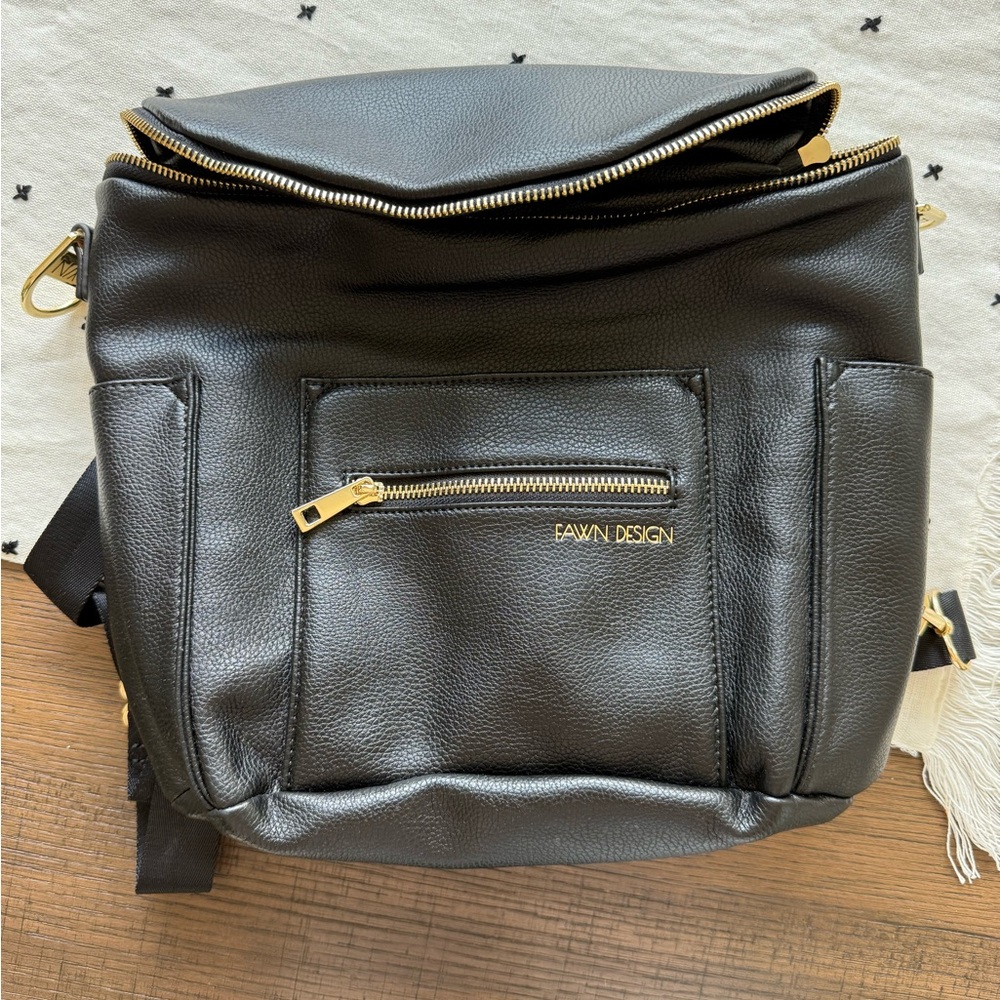 Fawn Design Mini Black Backpack with Gold Accents
